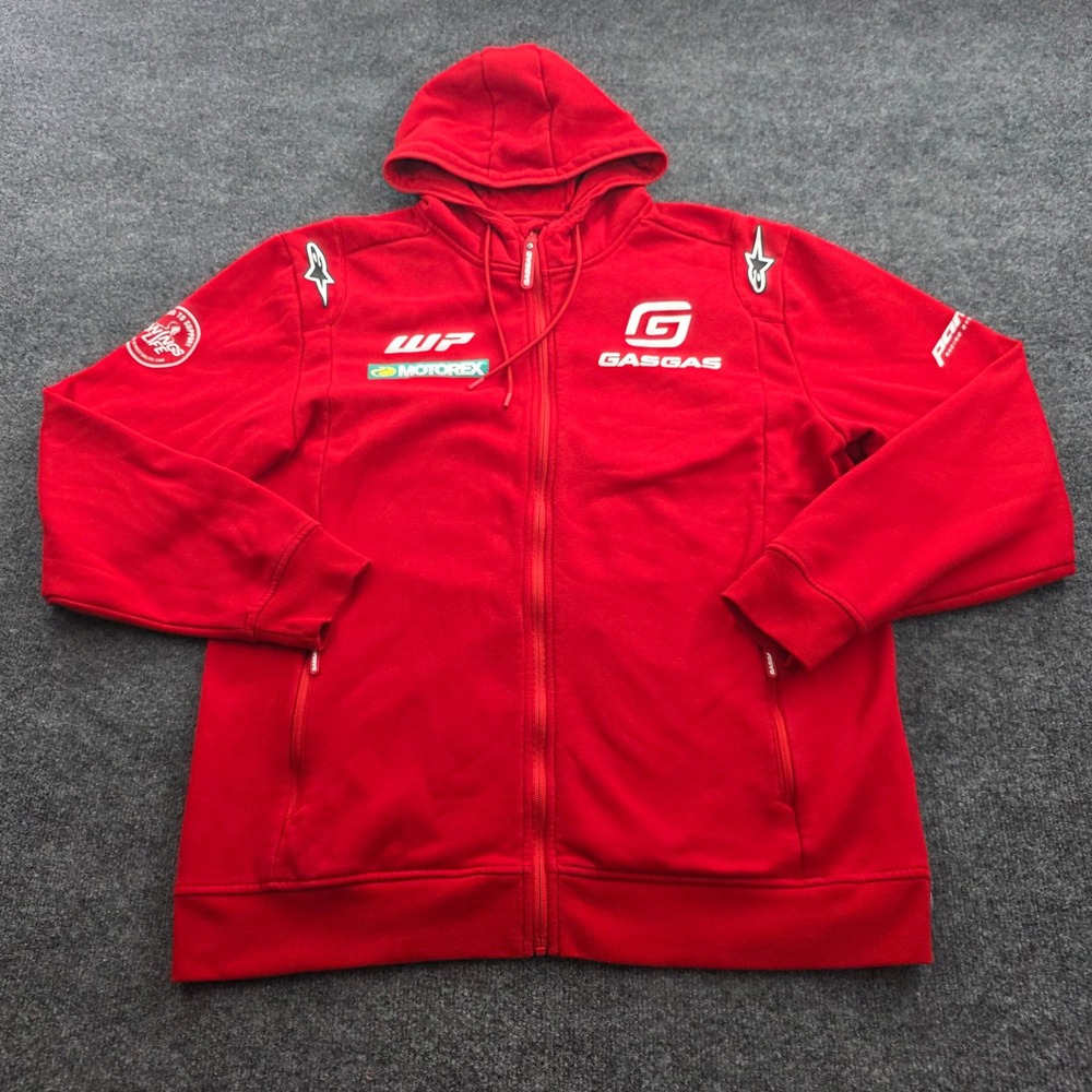 GasGas Factory Racing Full Zip Hoodie Moto Alpinestars Motorex XL Red Jacket Men - Picture 2 of 16